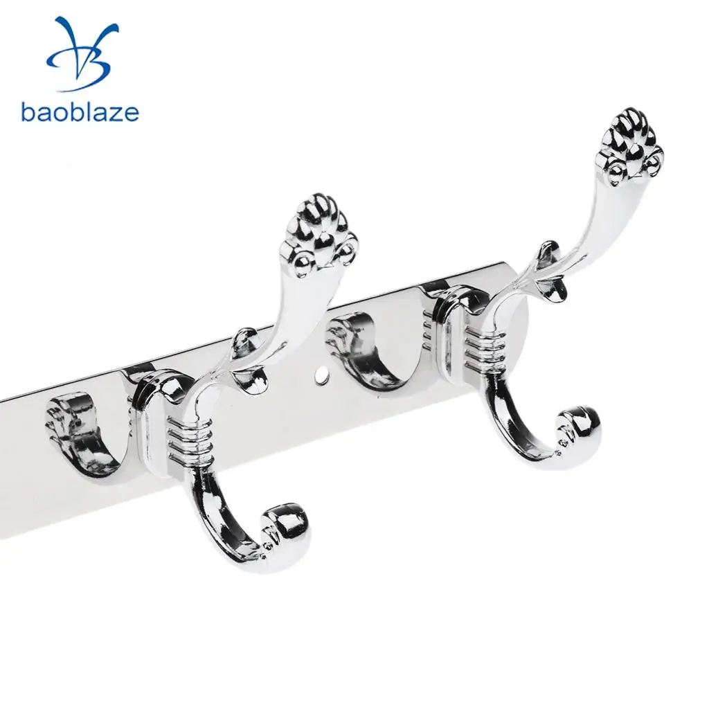 5-Hooks Hanger Hook Rail for Bathroom Towel Kitchenware Clothes Coat Wall Door Mounted Hooks	