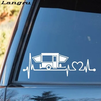 

Langru Pop Up Camper Travel Trailer Hiker Heartbeat Decal Sticker Tent Hiking Car Accessories Decorative Jdm