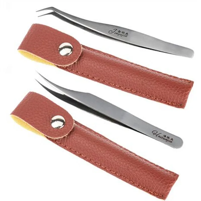 

1Pc false Eyelashes tweezers professional Eye Lash Nonmagnetic Stainless Steel Straight Curved Tweezers Brand Craft Picking Tool