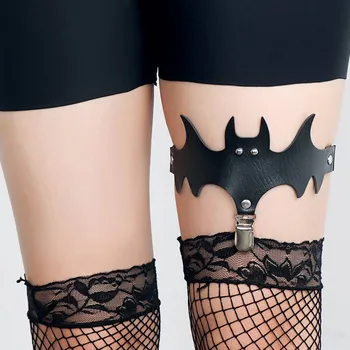 

Harajuku Bat Wings Garter Goth Exaggerated Christmas Halloween Leg Ring Garter Belt Punk Thigh Harness Leather Suspenders
