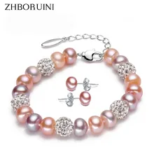ZHBORUINI браслет с подвесками жемчужные ювелирные браслеты 8-9 мм натуральный пресноводный жемчуг 925 Серебряный браслет для женщин подарок