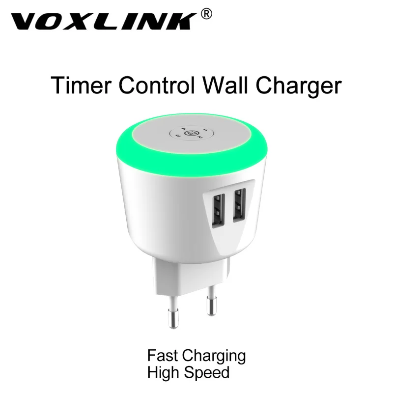 

VOXLINK 5V2.1A LED Timer Control Smart travel charger dual usb inductive Charging For iPhone Samsung Xiaomi Mobile Phone Charger