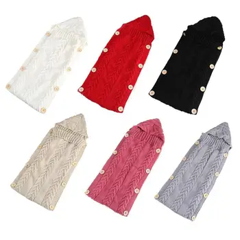 

2018 Newborn Baby Sleeping Bag Winter Warm Wool Knitted Hoodie Swaddle Wrap Cute Soft Infant Baby Stuff Baby Accessories 6 Color