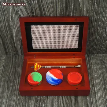 

2pcs full kit for silicone containers with 17ml 5ml 7ml wood box,Silicone jar wax container dab tool,silicone mat Metal pick