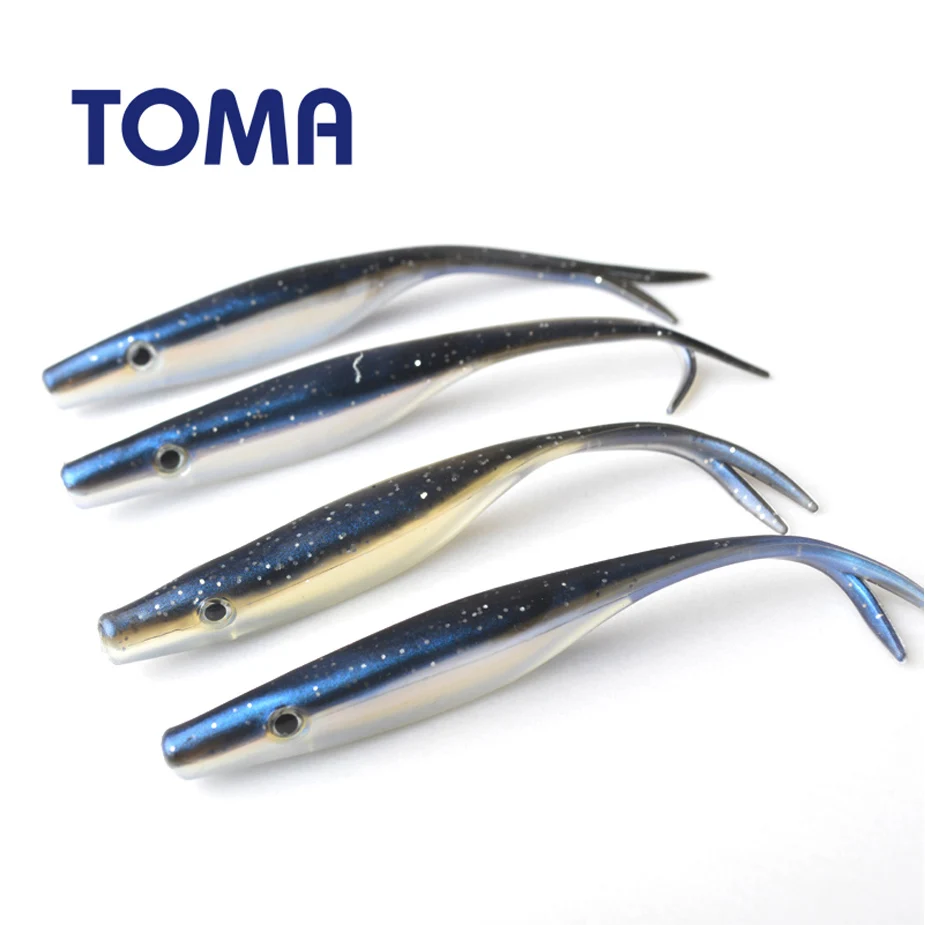 TOMA 4PCS/lot Soft Fish Baits Fishing Lures Long Tail 6.5g 12cm Swimbaits  Jig Soft Plastic Lures Fishing Tackle