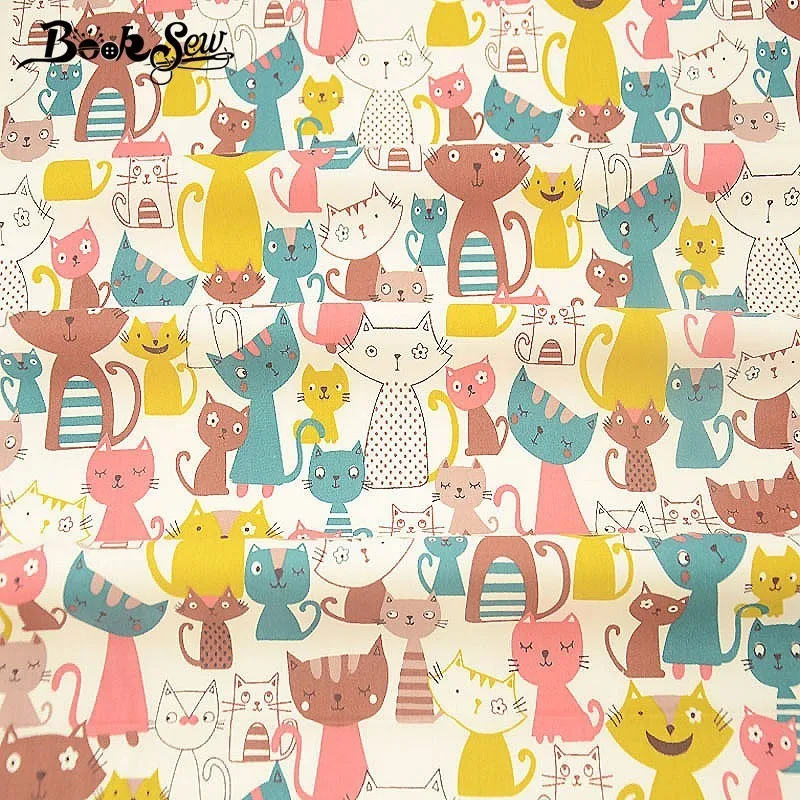 

Booksew 100% Cotton Twill Fabric Cat Animal Design Sewing Cloth Fat Quarter DIY Bedsheet Pillow Patchwork Home Textile Tecido CM