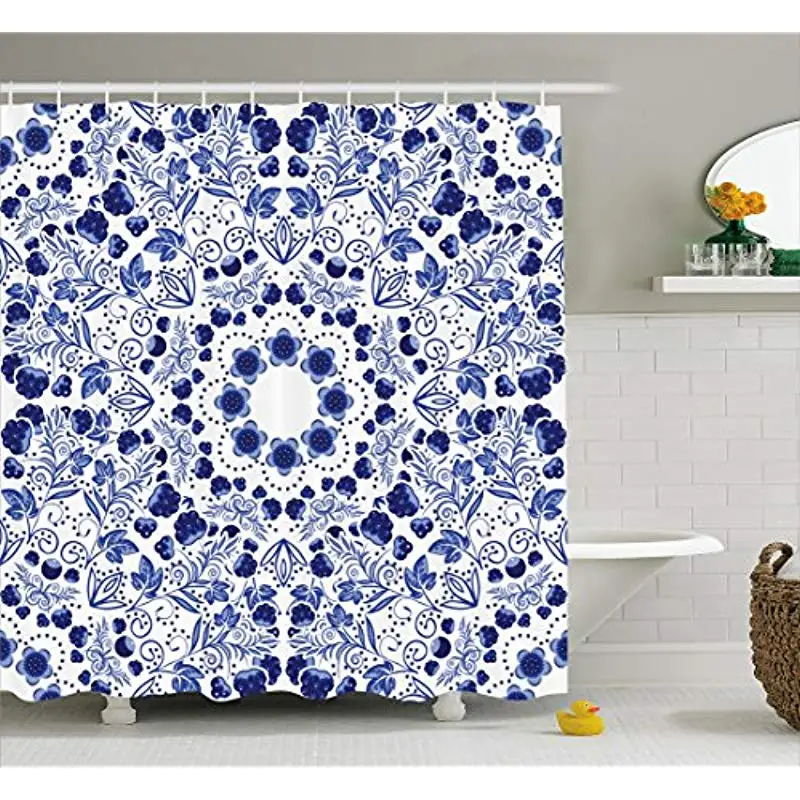 buy Vixm Flower Shower Curtain Middle Eastern Swirl Petals with Ethnic Ottoman Folk Art Effects Boho Arabesque Fabric Bath Curtains