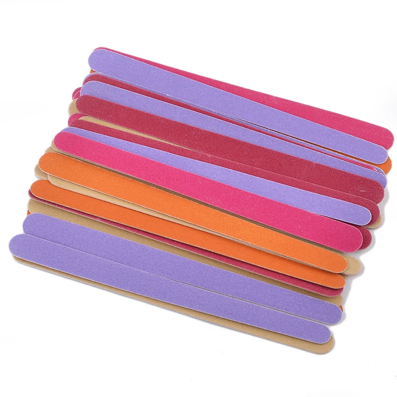 

50pcs/lot Wooden Nail Buffer Sanding Files Double Side Color Buffing Nail File Grinding Polishing Nail Salon Tools