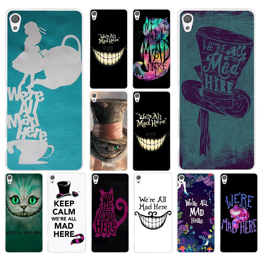 

296AD We all mad here Alice in Wonderland Transparent Case Cover for Sony Xperia XA XA1 X XZ Z5 Z1 Z3 M4 Aqua E5 Compact Premium