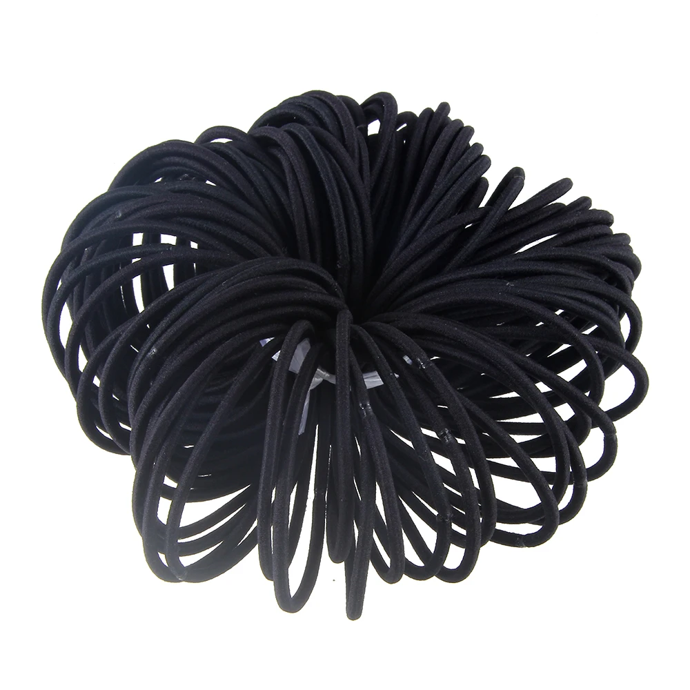 Buy 100pcs Women Black Color Elastic Rubber Band Girls