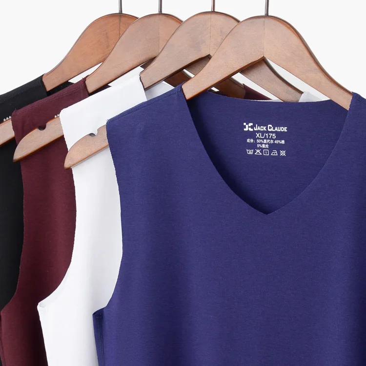 

Men's Close-fitting Vest Fitness Elastic Casual V-neck Breathable H Type Modal Cotton Solid color Undershirts Male Tanks