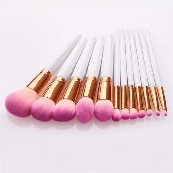 

12Pcs Makeup Brushes Set White Gold handle for Foundation Blush Powder Blending Make Up Brushes Contour Cosmetic Tool T12076