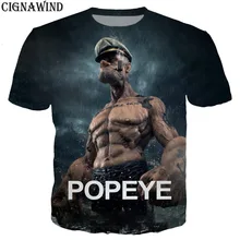 Модная дизайнерская футболка с мультяшным аниме Popeye для мужчин/женщин, футболки с 3D принтом, унисекс, футболка в стиле Харадзюку, уличная одежда, топы