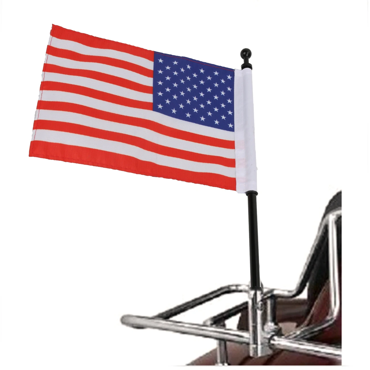 2x Chrome Rear Luggage Rack Flag Mount Pole USA American Flag For Harley Touring