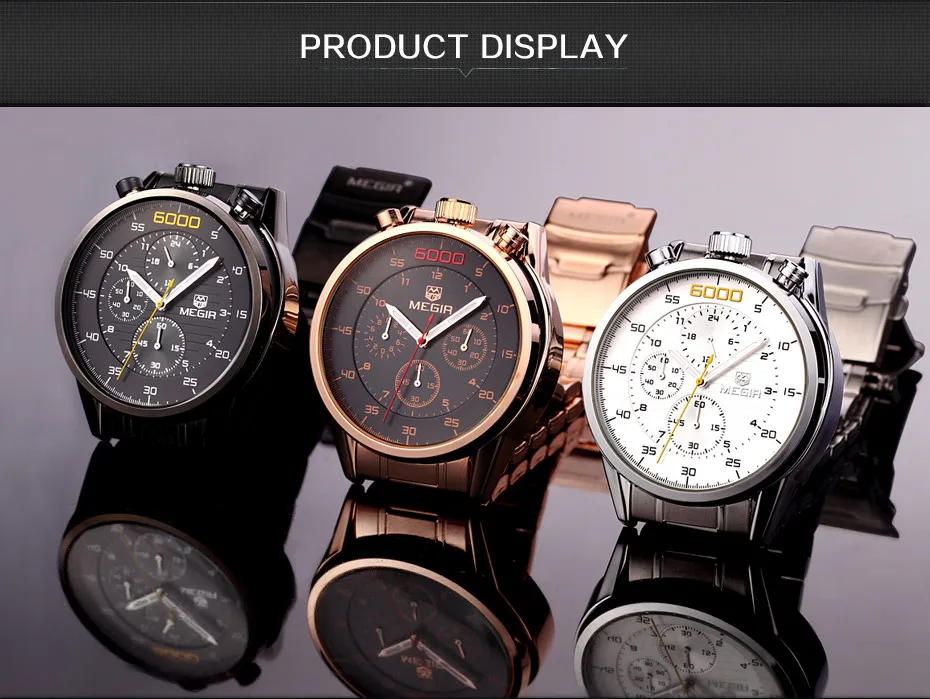MEGIR хронограф мужские часы Топ люксовый бренд часы кожаный ремешок кварцевые мужские часы военные армейские Спортивные часы коробка 3005