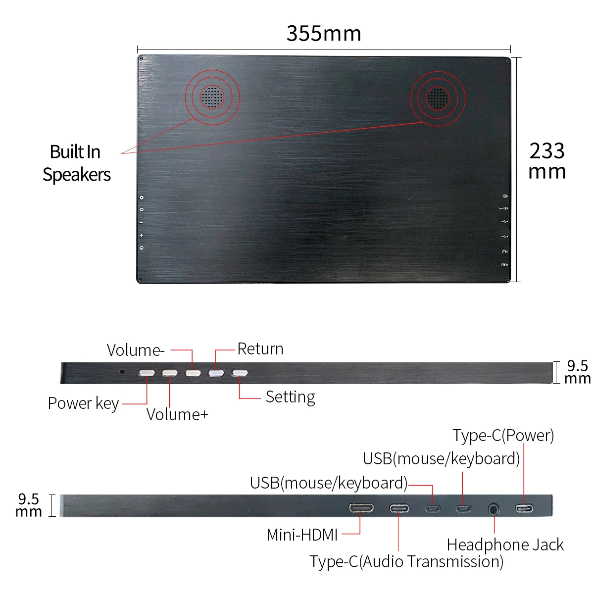 15," usb type C HDMI тонкий портативный 1920x1080 ips планшет дисплей для ноутбука телефона Xbox Switch Ps4 портативный lcd игровой монитор