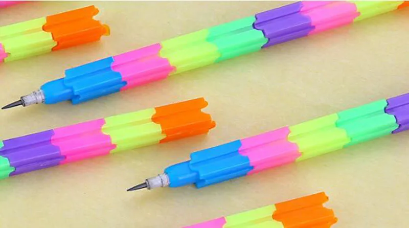 24 шт креативные радужные многофункциональные строительные блоки 8 секций персонализированный карандаш для детей мода красочные игрушки Канцелярские инструменты