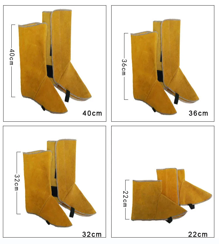 Welding Gaiter Split Leather Shoes Cover Flame Resistant Anti-Heat Wear Resistant Workplace Welder's Foots Protective Cover (10)