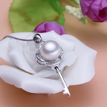 

Eternal wedding Women Gift word 925 Sterling real [bright pearl] natural freshwater pearl pendant necklace, 11-12mm key b