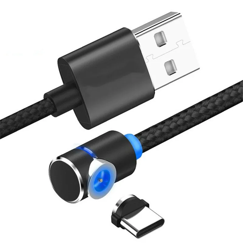 Круглый СВЕТОДИОДНЫЙ Магнитный зарядный кабель USB Type C для Samsung S8 S9 Xiaomi Mi4C Huawei P9