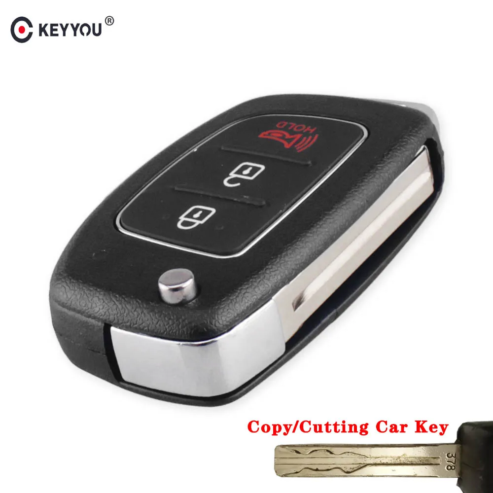 

KEYYOU 3 Buttons Flip Folding Remote Key Shell Fob Key Case For Hyundai SANTA FE IX35 IX45 Accent I40