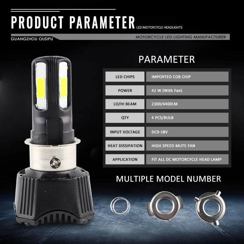 Высокая мощность универсальный все в одном RTD мотоциклы M02H светодиодный фонарь 4 COB AC& DC 40 Вт 4400LM H4 HS1 H6 BA20D P15D Высокий Низкий Луч