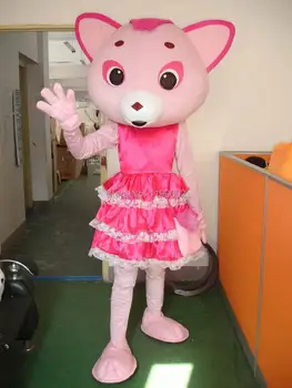 

Pink Elves cat Mascot Costumes Fancy Dress Halloween Party Adult Size Suit Free Shipping