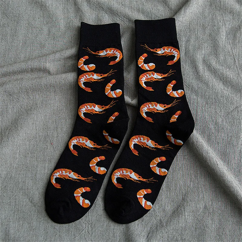 Мужские модные цветные носки с принтом крокодил, Акула, квадратные стрелы, Маленькие Креветки, мягкие и удобные женские хлопковые носки - Цвет: 5