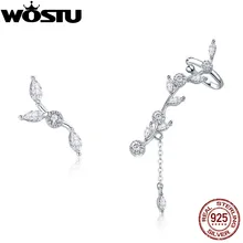 WOSTU,, 925 пробы, серебряные ослепительные листья, серьги-гвоздики для женщин, женские, дизайн, серебряные ювелирные изделия, подарок CQE429