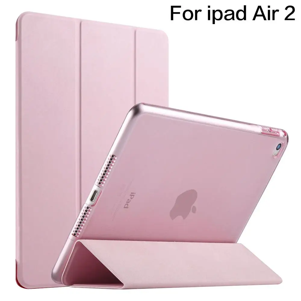 Чехол для iPad Air 2 модель выпуска, pu кожа ультра тонкий+ полупрозрачный жесткий чехол для iPad Air2 - Цвет: Rose gold-YSe-A2