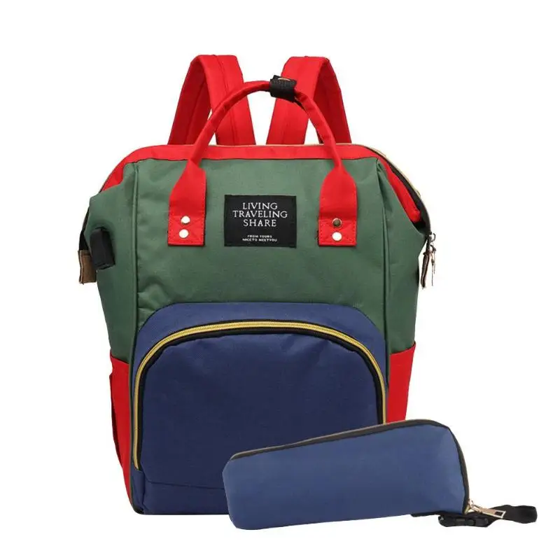 Водонепроницаемый мешок для подгузников для беременных, usb зарядка, большие рюкзаки для кормящих мам - Color: Multicolor