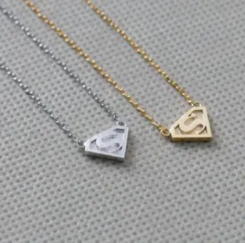 

cut tiny Triangle Superman Pendant Film Necklaces Delicate S Chain Simple choker Necklaces women Jewelry girl party gifts