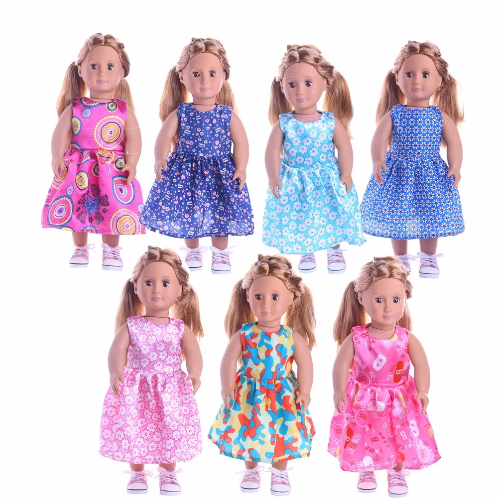 

7 New arrival trend print dress Fit For 18inch American doll&43cm baby doll(only sell clothes) ,Free Shipping
