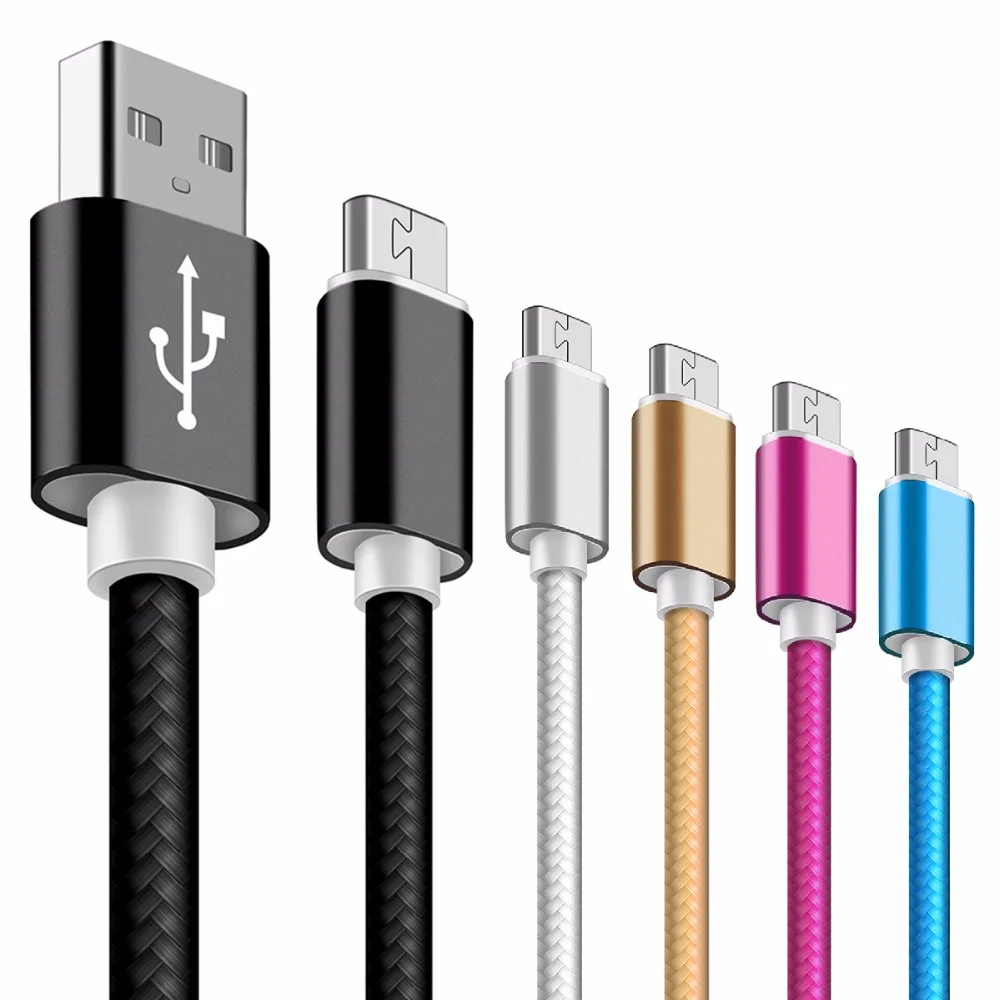 

Fast Charging Cable Nylon Braided Wire Cord Metal Sync USB Cables Data Sync USB Charger for Samsung Galaxy Huawei Xiaomi Android