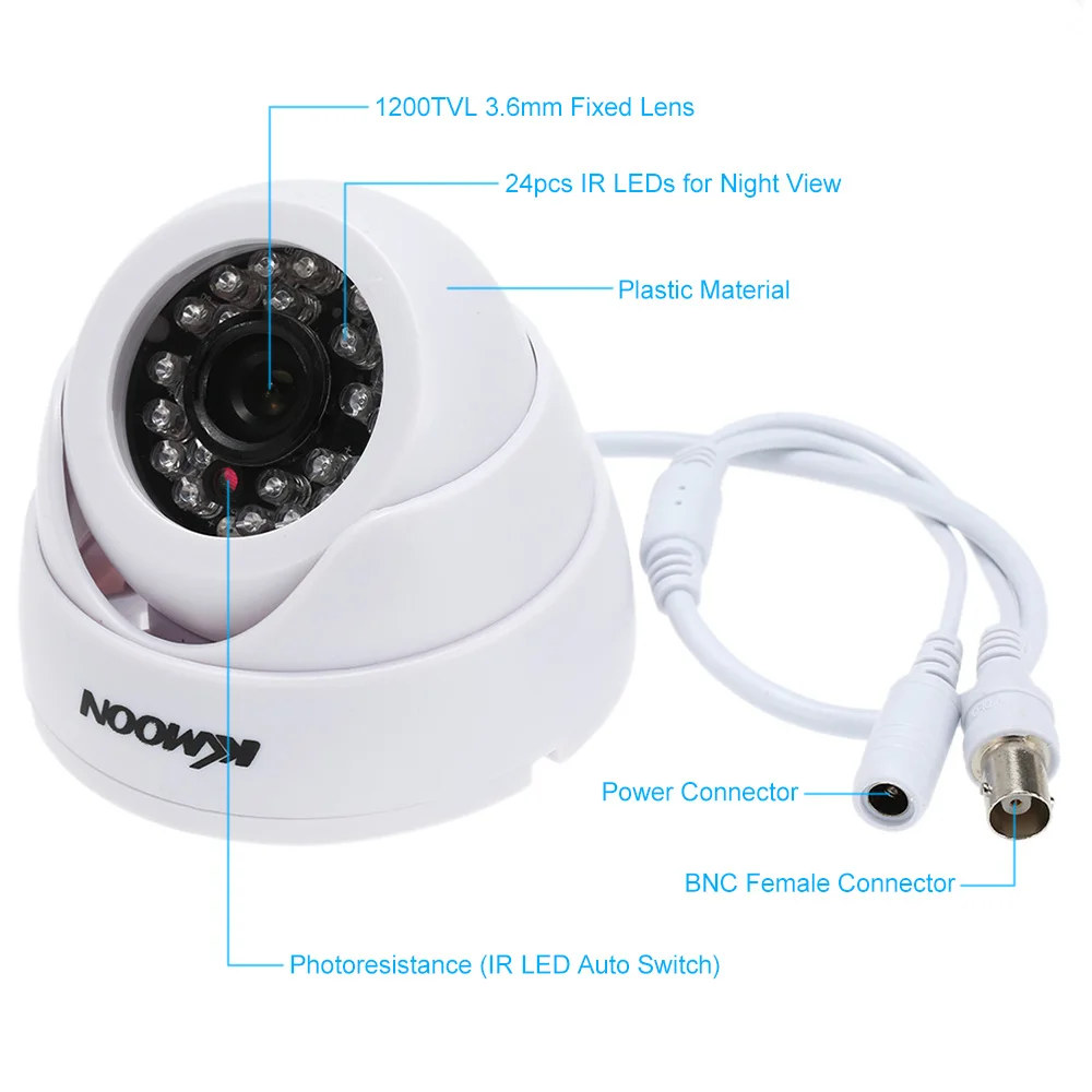 Камера видеонаблюдения KKmoon HD 1200TVL 1/3 дюйма CMOS камера безопасности ночного видения