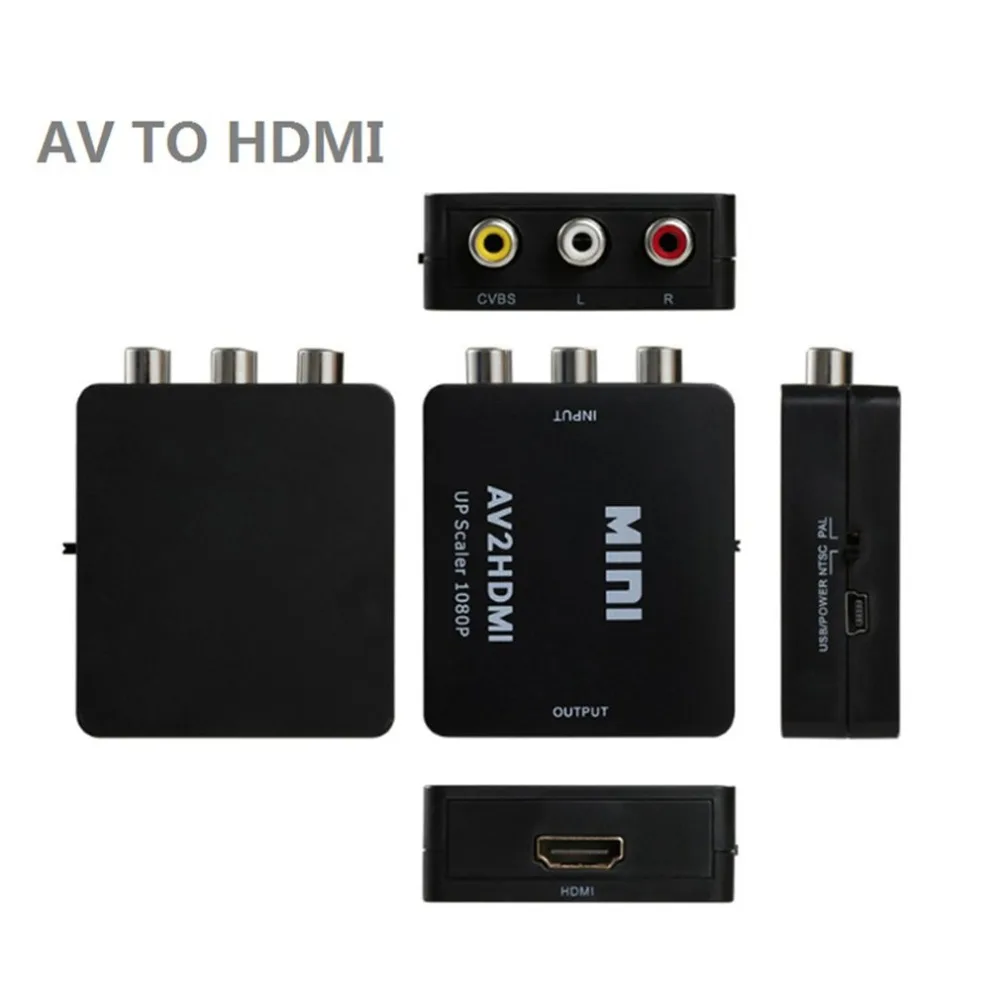 1080P Мини RCA AV VGA в HDMI адаптер AV(CVBS) Композитный видео FL/FR стерео аудио в HDMI конвертер с USB HDMI кабель для ПК