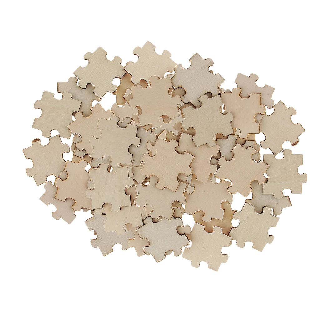100pcs Unfinished Wood Puzzle Pieces,Freeform Blank Puzzle for Home Decorations