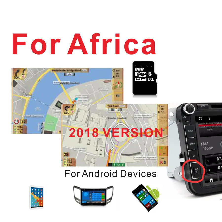 Версия 2018 африканская GPS карта с картой 16G для устройства Android автомобильная