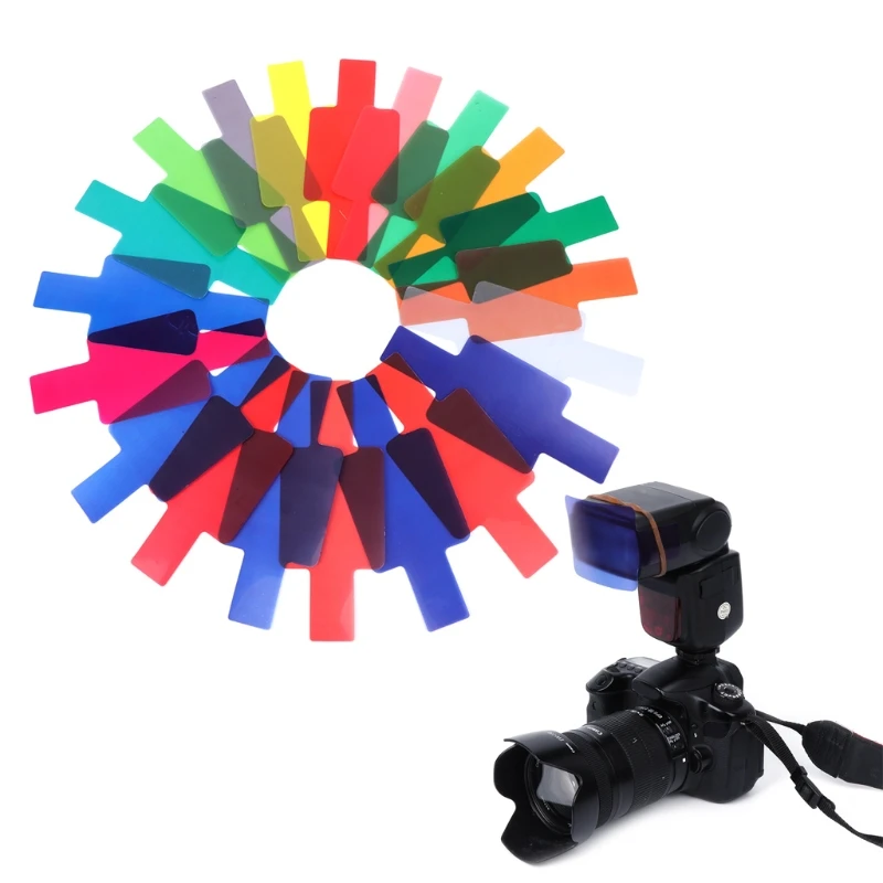 

OOTDTY 20 Color Photographic Color Gel Filter Cards Set Flash Speedlite for Canon Nikon