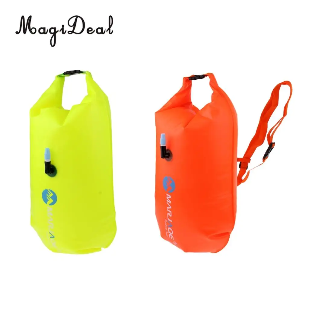  High Visibility Inflatable Swim Buoy Roll Top Dry Storage Bag Open Water Swimming Kayak Canoe Tow Safety Float Equipment