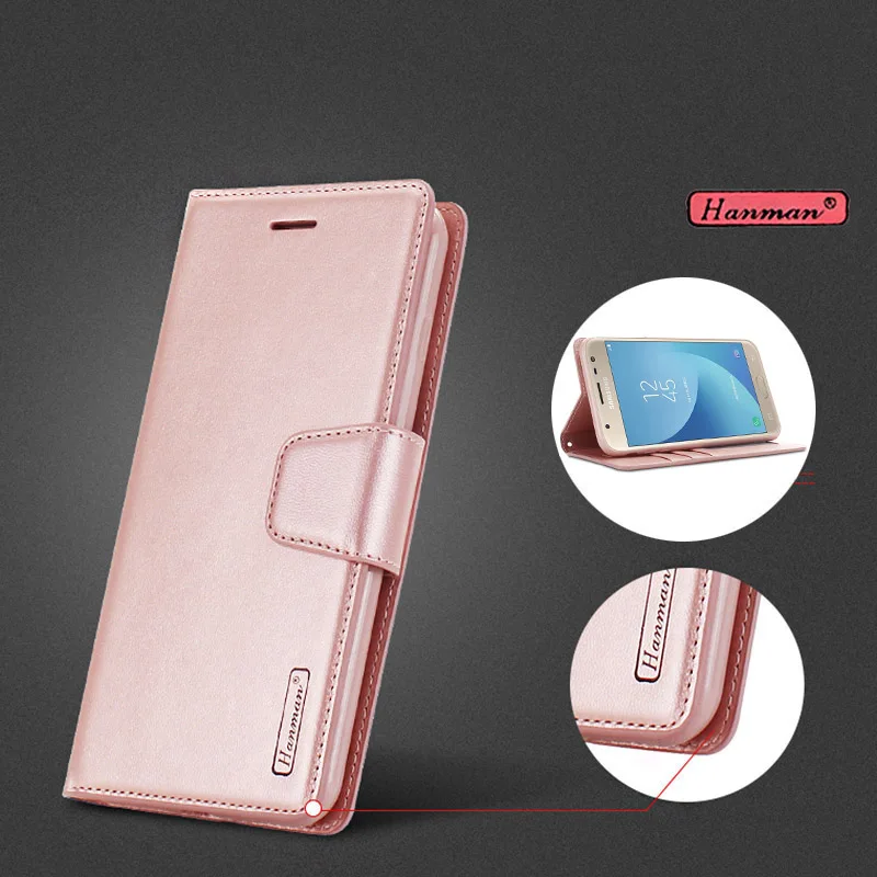 

100%Original Hanman Leather Wallet Fli Card Holder Cover Coque for Samsung Galaxy J3 2017 J330 J3300 J3 Pro Em Mobile Phone Case