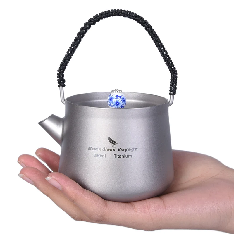 Sin Límites de viaje Mini de titanio tetera taza con filtro Anti-agua hirviendo con tapa de té de café de agua 230 ml Ti15101B