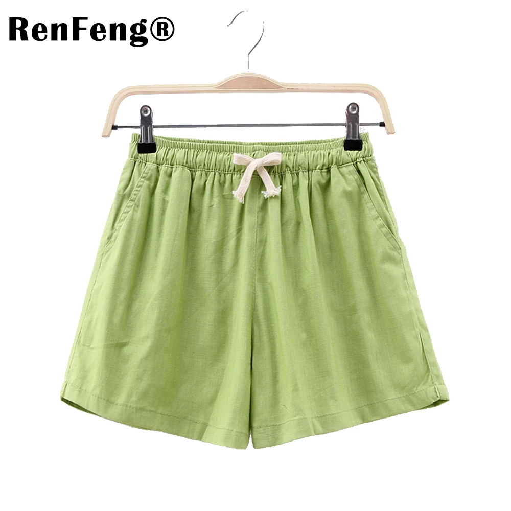 Youth Female Cotton Shorts 2018 Summer Fashion Candy Color Elastic Waist Drawstring Short Pants Woman Casual Plus Size Shorts (7)