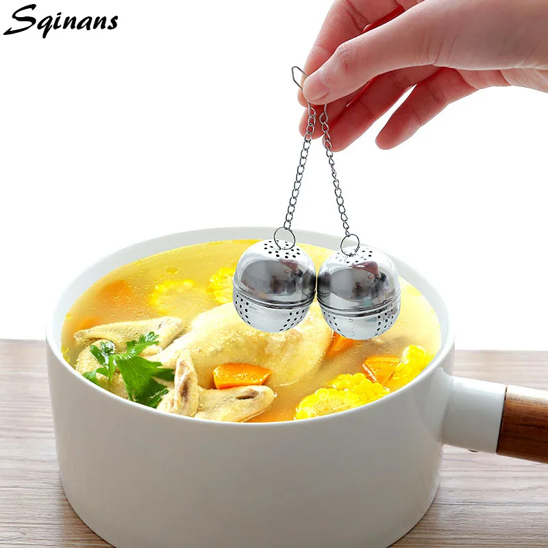 

Sqinans 1PC Stainless Steel Ball Tea Infuser Mesh Filter Strainer Loose Tea Leaf Spice Ball Infuser Home Kitchen Accessories