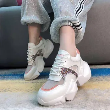 

New breathable casual comfortable women's sports shoes lightweight platform women's shoes summer slim leather wild women's shoes