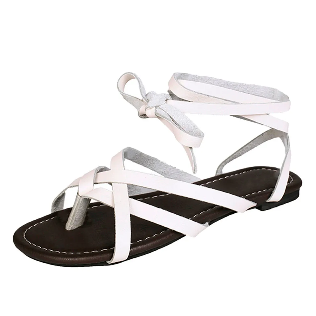 

SAGACE Fashion Women Summer Lace-Up Solid Color Open Toe Breathable Sandals Color Peep Toe Sandal Casual Beach Roman Style Shoes
