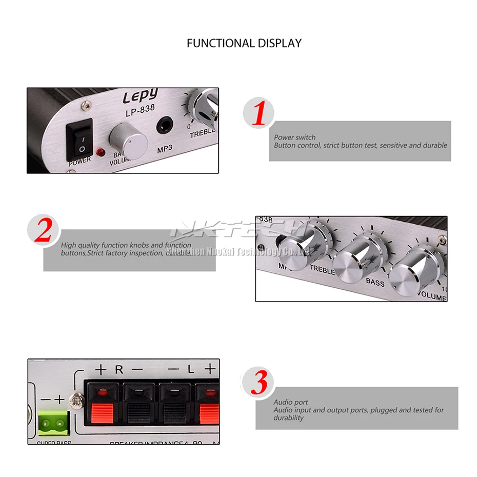 speaker amp LP-838 Lepy MINI Digital Car Power Amplifier 2.1CH 20W 2x15W Hi-Fi MP3 MP4 Stereo Booster DVD Motorcycle Home BASS Audio Player bluetooth car amplifier