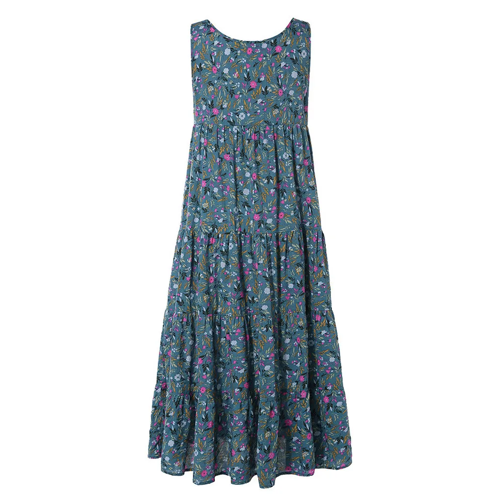JAYCOSIN новое летнее женское платье размера плюс, повседневное свободное платье без рукавов с цветочным принтом, длинное платье макси, женское платье 19jun24