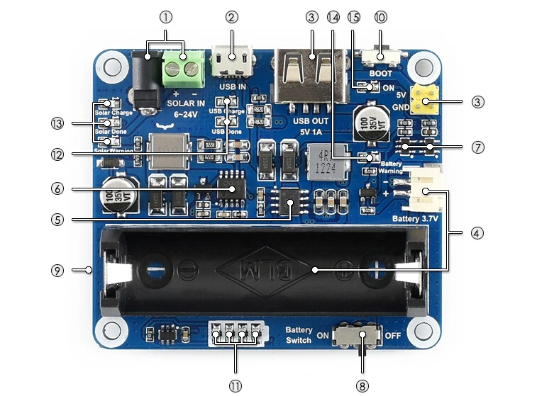 Waveshare модуль управления солнечной энергией, для 6 V~ 24 V солнечной панели