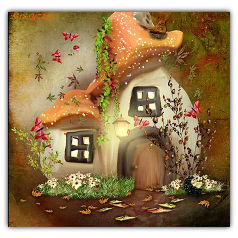 

5D Diy Diamond Mushroom House Icon Cross Stitch Diamond Mosaic European Home Decor Wall Sticker Handmade Pattern